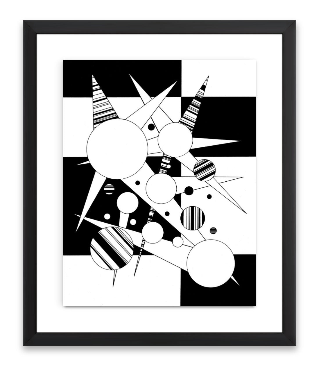 "Fire Star" - Framed Original - 11 x 14" (14.5 x 17.5") - Ink & Acrylic On Watercolor Paper