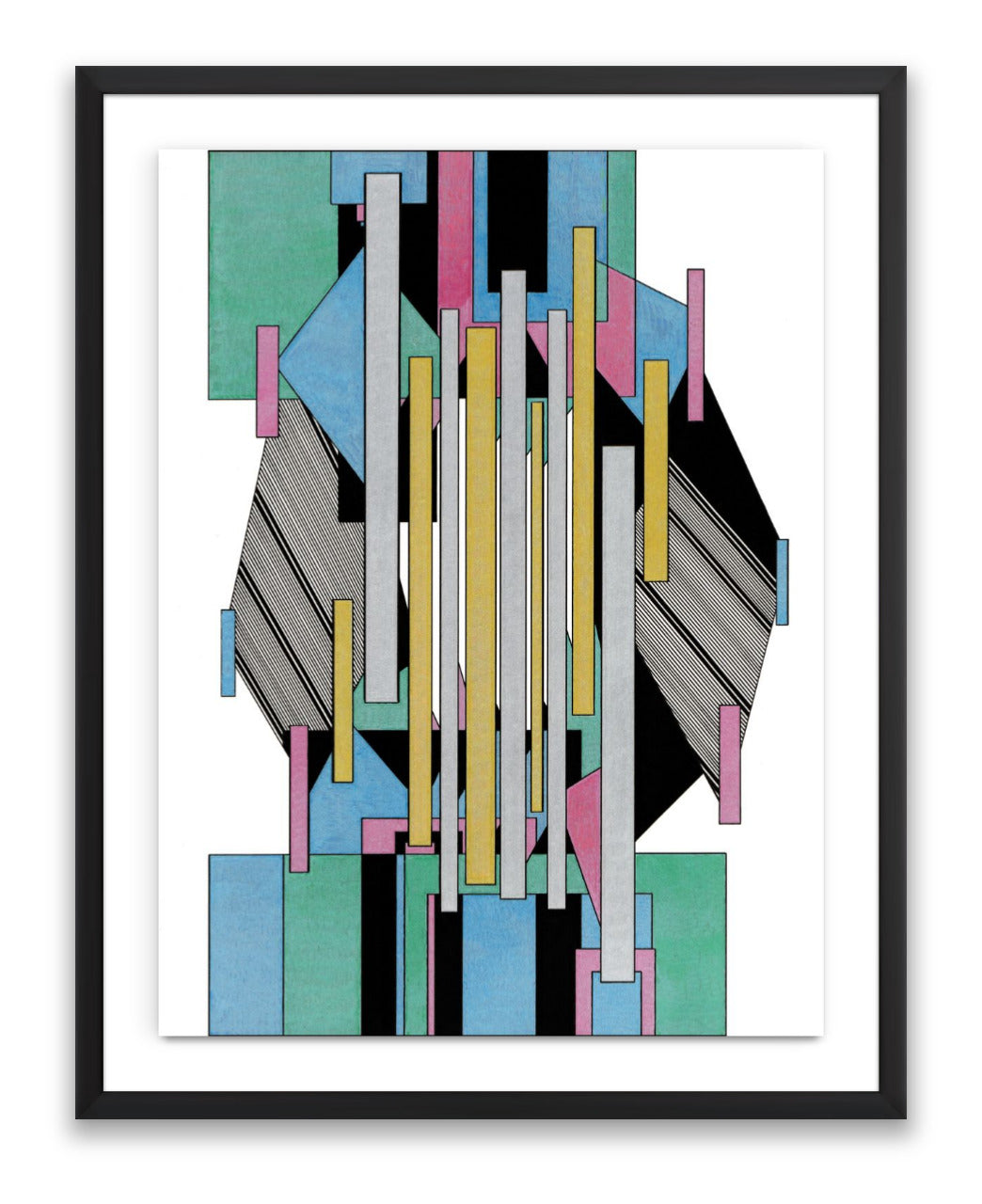 "Pastel Prism" - Framed Original - 18 x 24" (23.5 x 29.5") - Ink & Acrylic On Watercolor Paper