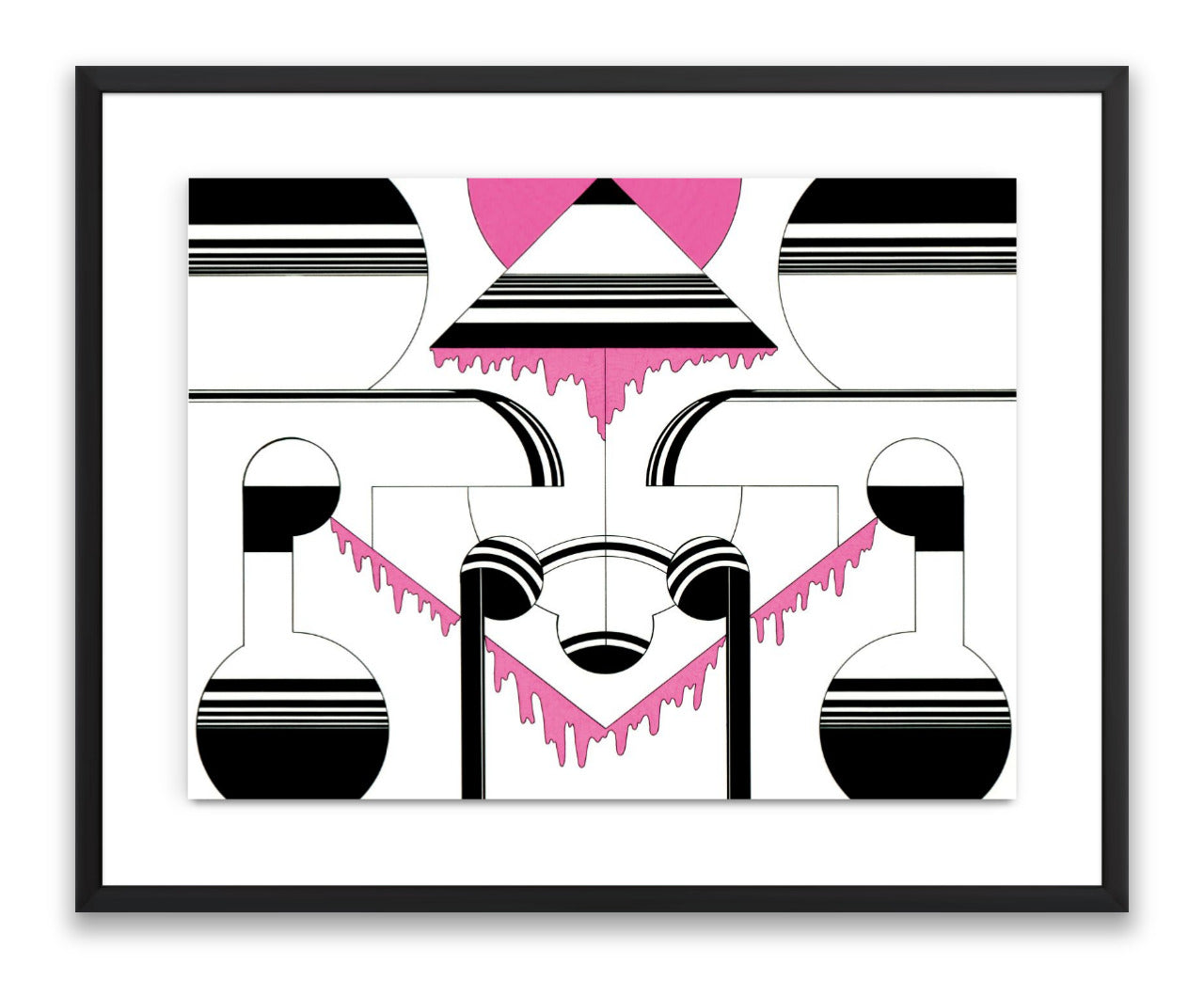 "Pink Dusk" - Framed Original - 24 x 18" (29.5 x 23.5") - Ink & Acrylic On Watercolor Paper