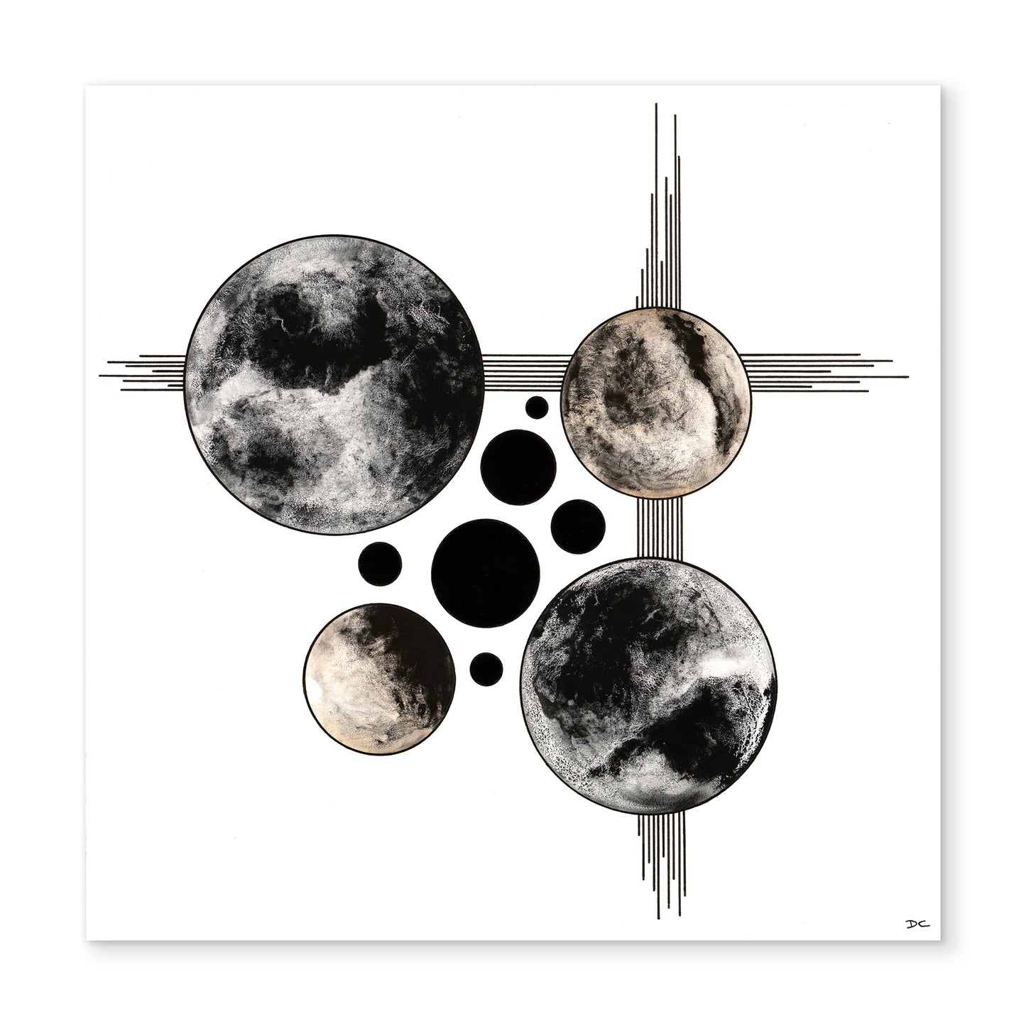 "Lunar Escape" - Original - 12 x 12" - Mixed Media On Watercolor Paper
