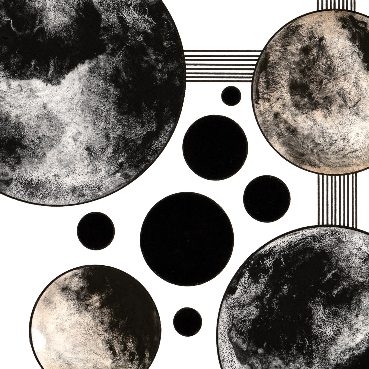 "Lunar Escape" - Original - 12 x 12" - Mixed Media On Watercolor Paper